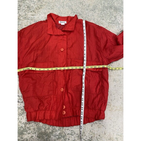 Vintage Silkworm’s Size M/L? Red Windbreaker Collared Button Bomber Jacket Korea - Picture 5 of 6